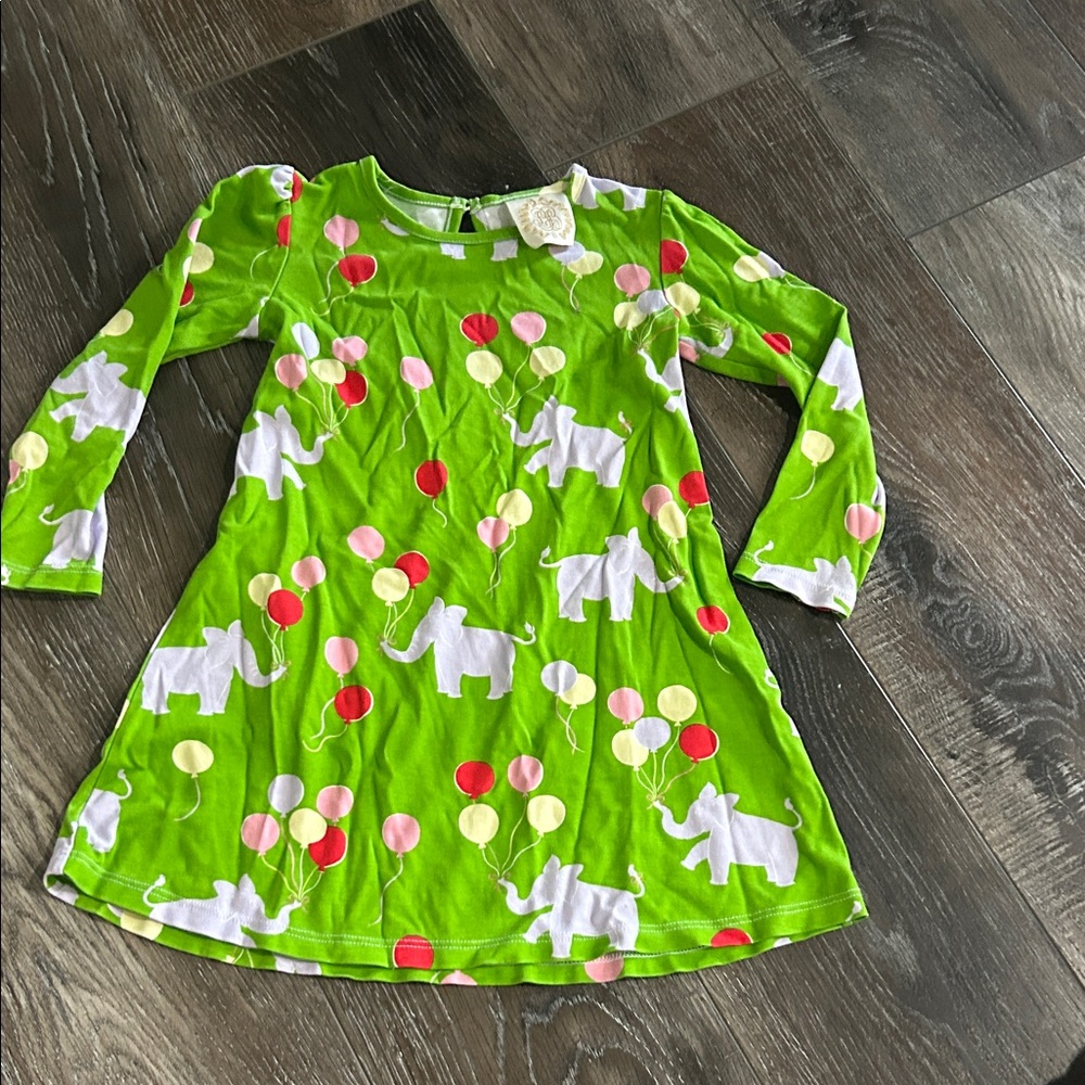 TBBC Green Dress with Elephant and Balloon Print